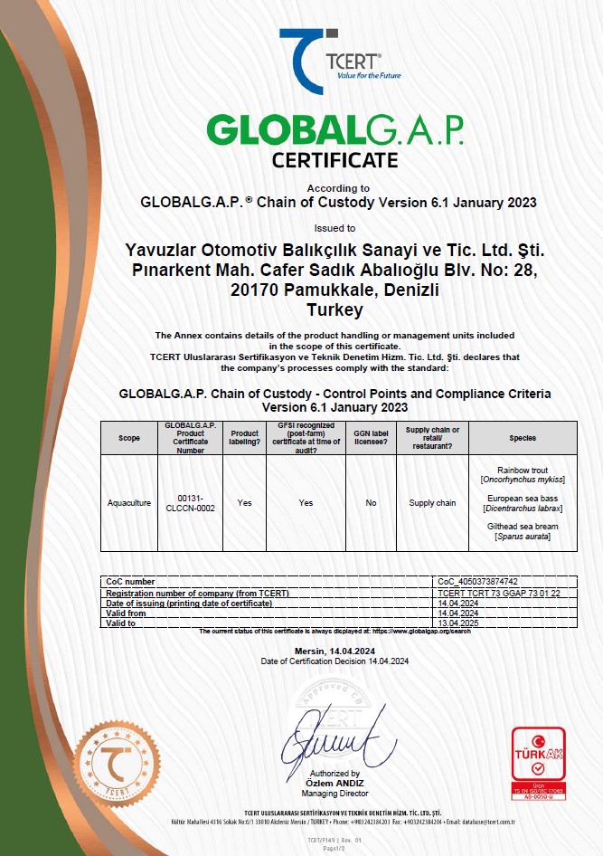 Yavuzlar Otomotiv Balıkçılık - TCERT_Yavuzlar_GLOBALG.A.P. CoC Certificate_2024